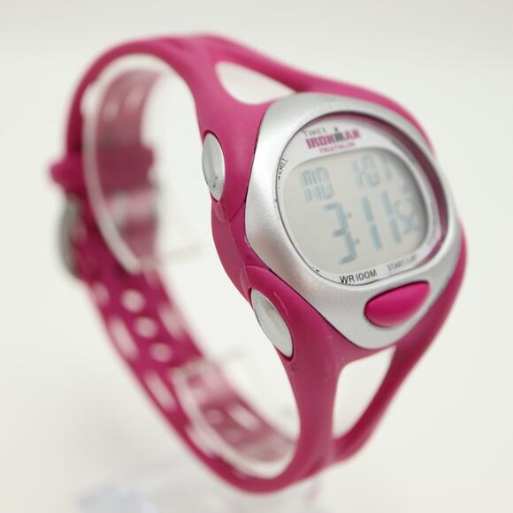 Timex Ironman Triathlon Womens Digital Watch 40mm Pink 50 Lap w New Battery - Picture 8 of 11